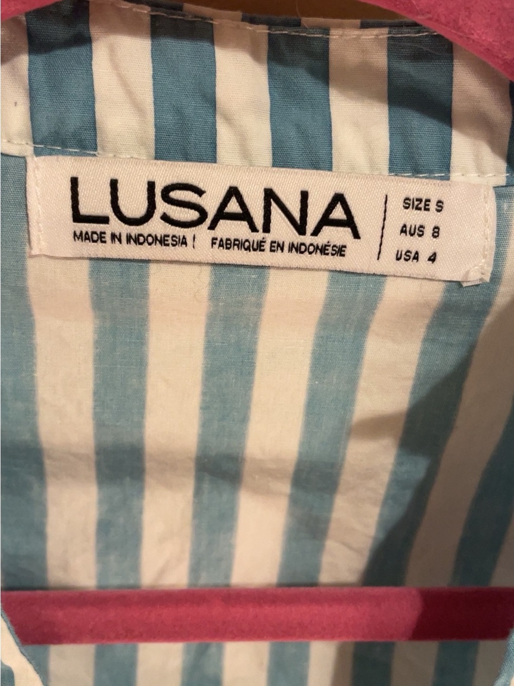 Lusana Blue and white mini dress with belt - Picture 3 of 3